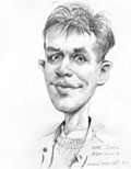 cartoonist at an exhibition