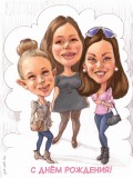 Group cartoon girls, cartoon birthday