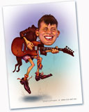 cartoon guitarist, a caricature artist to draw a picture