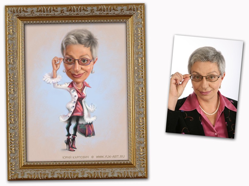 Helen Brody, network marketing, caricature from photo
