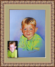 children's portrait from a photo, pastel